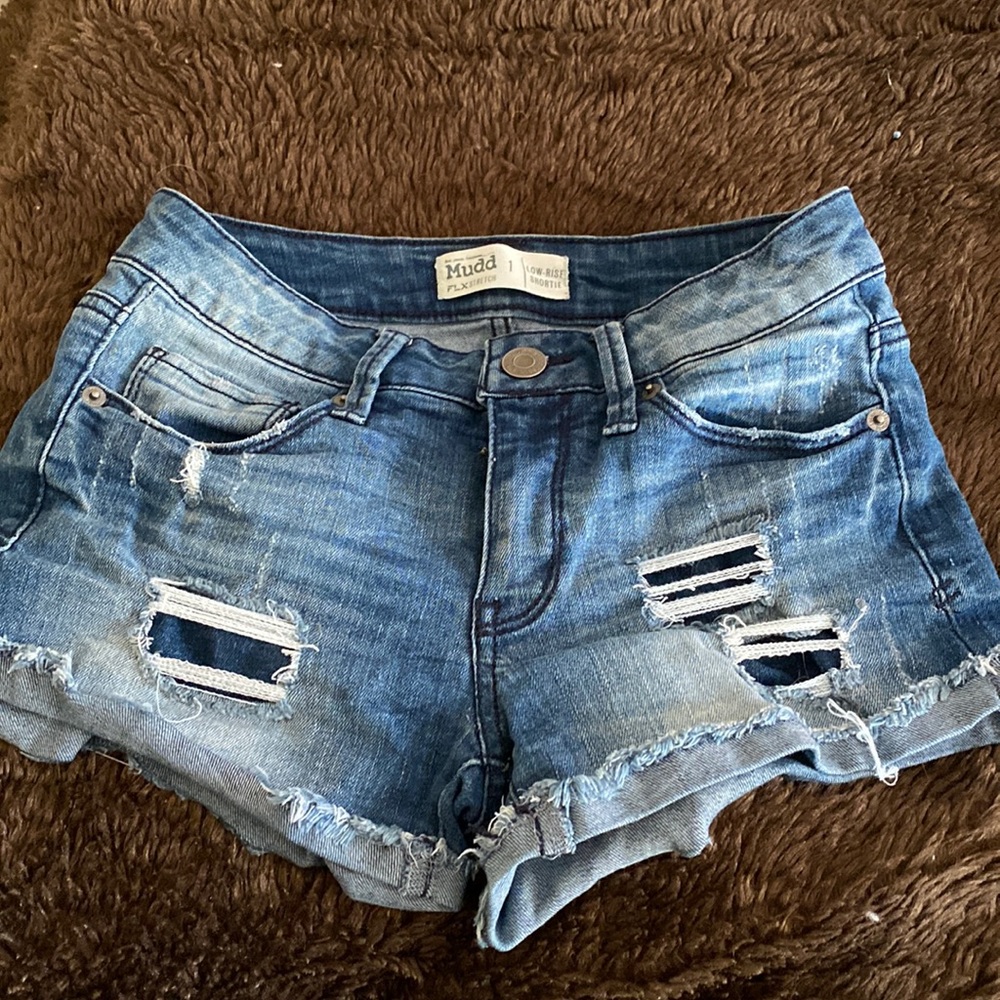 Mudd Jean shorts: size 1: cuffed and ripped by style
